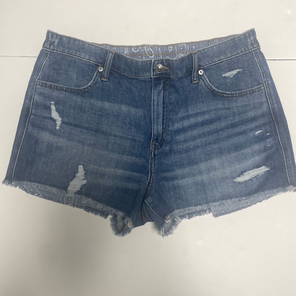 aerie Blue Distressed Denim Jean Shorts